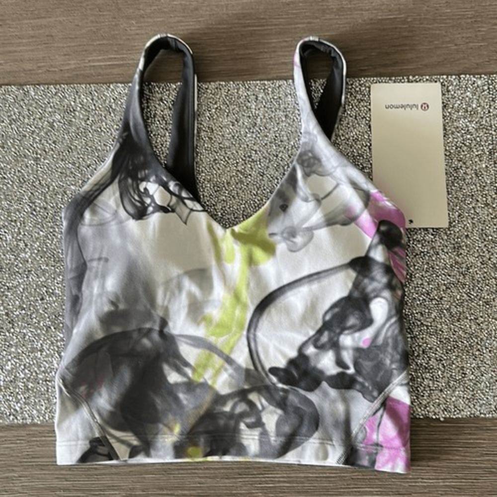 Lululemon Throwback‎ Print Align Tank Top size 2 NWT Unicorn Throwback White